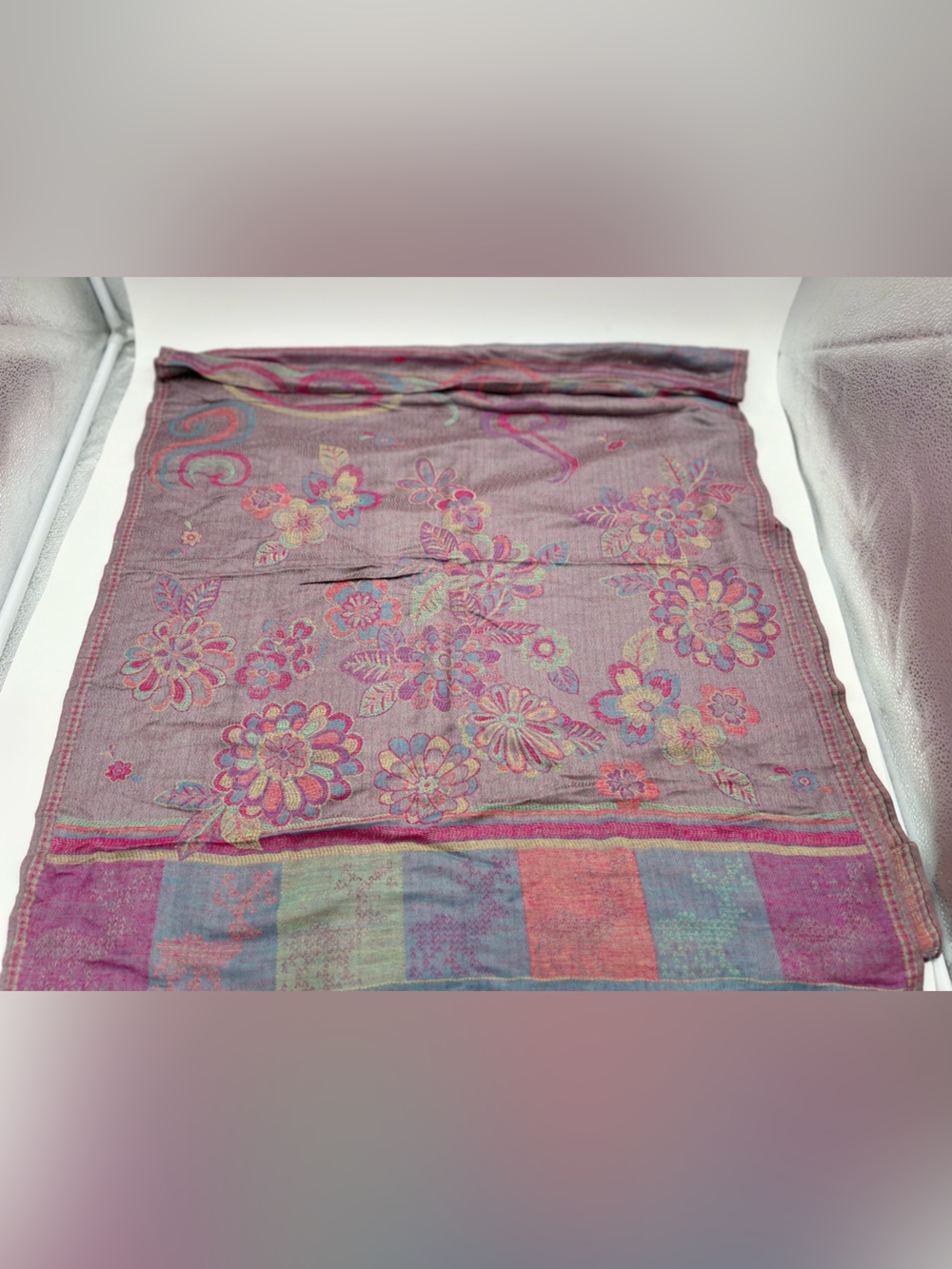 Women’s Colorful Floral Scarf 6 By 3 Ft 100% Pashmina